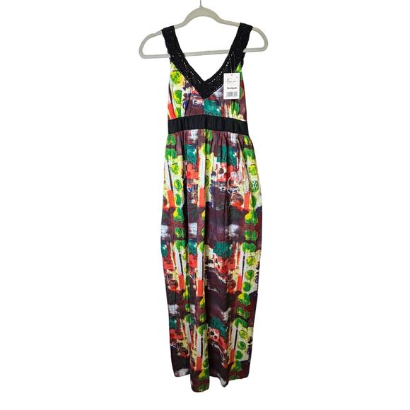 NEW Desigual Reina Dal Maxi Dress Women’s Size 44 (L/XL) Boho Art Print Crochet - Picture 1 of 9